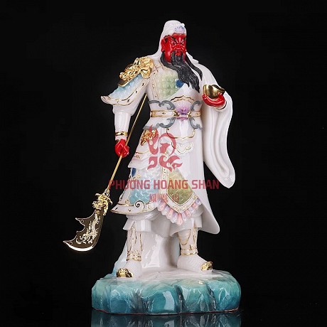 Tượng quan công võ thánh bằng ngọc đá kim nguyên bảo kiếm tại HCM
