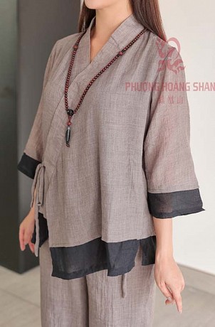 Bộ Đồ Đi Chùa Cột Dây Xám