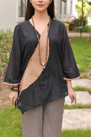 Bộ Đồ Đi Chùa Đen Kem